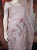 Pastel Lavender Floral Printed and Sequins Embroidered Design Pure Organza Saree with Scalloped Border