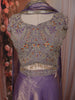 Pastel Lavender Floral Sequins and Zari Embroidered Design Tissue Party Wear Lehenga with Choker Dupatta