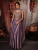 Pastel Lavender Floral Sequins and Zari Embroidered Design Tissue Party Wear Lehenga with Choker Dupatta