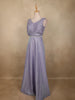 Pastel Lavender Glitter Design Net Party Wear Gown with Waist Belt