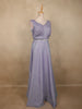 Pastel Lavender Glitter Design Net Party Wear Gown with Waist Belt
