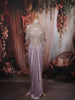 Pastel Lavender Heavy Sequins and Kartana Embroidered Design Holographic Corset Party Wear Gown with Cape