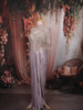 Pastel Lavender Heavy Sequins and Kartana Embroidered Design Holographic Corset Party Wear Gown with Cape