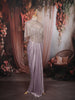 Pastel Lavender Heavy Sequins and Kartana Embroidered Design Holographic Corset Party Wear Gown with Cape