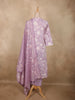 Pastel Lavender Lilac Floral Printed Design Cotton Salwar Suit with Dupatta