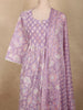 Pastel Lavender Lilac Floral Printed Design Cotton Salwar Suit with Dupatta