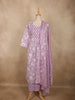 Pastel Lavender Lilac Floral Printed Design Cotton Salwar Suit with Dupatta