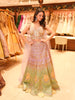 Pastel Lavender and Mint Green Ombre Peacock Inspired Sequins and Beads Embroidered Design Net Lehenga With Cape Sleeve