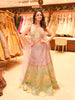 Pastel Lavender and Mint Green Ombre Peacock Inspired Sequins and Beads Embroidered Design Net Lehenga With Cape Sleeve