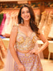 Pastel Lavender and Mint Green Ombre Peacock Inspired Sequins and Beads Embroidered Design Net Lehenga With Cape Sleeve