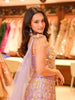 Pastel Lavender and Mint Green Ombre Peacock Inspired Sequins and Beads Embroidered Design Net Lehenga With Cape Sleeve