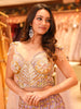 Pastel Lavender and Mint Green Ombre Peacock Inspired Sequins and Beads Embroidered Design Net Lehenga With Cape Sleeve