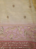 Pastel Lemon Yellow Butta Sequins Embroidered Design Pure Tissue Silk Party Wear Saree with Designer Border