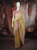 Pastel Lemon Yellow Butta Sequins Embroidered Design Pure Tissue Silk Party Wear Saree with Designer Border