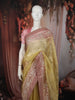Pastel Lemon Yellow Butta Sequins Embroidered Design Pure Tissue Silk Party Wear Saree with Designer Border