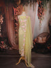 Pastel Lemon Yellow Floral Vine Beads Embroidered Design Pure Organza Unstitched Salwar Material