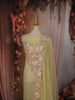 Pastel Lemon Yellow Floral Vine Beads Embroidered Design Pure Organza Unstitched Salwar Material