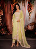Pastel Lemon Yellow Floral Vine Beads Embroidered Design Pure Organza Unstitched Salwar Material