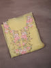 Pastel Lemon Yellow Floral Vine Beads Embroidered Design Pure Organza Unstitched Salwar Material
