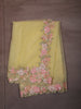 Pastel Lemon Yellow Floral Vine Beads Embroidered Design Pure Organza Unstitched Salwar Material