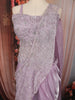 Pastel Lilac Floral Sequins and Beads Embroidered Design Organza Party Wear Lehenga with Draped Dupatta