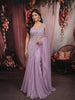 Pastel Lilac Floral Sequins and Beads Embroidered Design Organza Party Wear Lehenga with Draped Dupatta