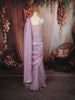 Pastel Lilac Floral Sequins and Beads Embroidered Design Organza Party Wear Lehenga with Draped Dupatta