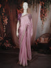 Pastel Lilac Solid Design Satin Fancy Saree with Sequins Embroidered Border