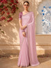 Pastel Lilac Solid Design Satin Fancy Saree with Sequins Embroidered Border