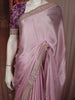 Pastel Lilac Solid Design Satin Fancy Saree with Sequins Embroidered Border