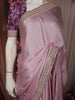 Pastel Lilac Solid Design Satin Fancy Saree with Sequins Embroidered Border