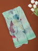 Pastel Mint Green Abstract Floral Printed Chiffon Saree with Ombre Border