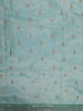 Pastel Mint Green Butta Sequins Zari Embroidered Design Pure Tissue Silk Party Wear Saree with Designer Border