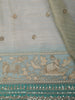 Pastel Mint Green Butta Sequins Zari Embroidered Design Pure Tissue Silk Party Wear Saree with Designer Border
