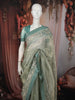 Pastel Mint Green Butta Sequins Zari Embroidered Design Pure Tissue Silk Party Wear Saree with Designer Border