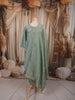 Pastel Mint Green Floral Butta Zari Embroidered Design Tissue Silk Straight Cut Salwar Suit with Matching Dupatta