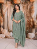 Pastel Mint Green Floral Butta Zari Embroidered Design Tissue Silk Straight Cut Salwar Suit with Matching Dupatta