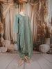 Pastel Mint Green Floral Butta Zari Embroidered Design Tissue Silk Straight Cut Salwar Suit with Matching Dupatta