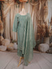 Pastel Mint Green Floral Butta Zari Embroidered Design Tissue Silk Straight Cut Salwar Suit with Matching Dupatta