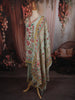 Pastel Mint Green Floral Printed and Sequins Embroidered Design Textured Fabric Party Wear Palazzo Suit with Matching Dupatta