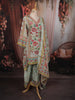 Pastel Mint Green Floral Printed and Sequins Embroidered Design Textured Fabric Party Wear Palazzo Suit with Matching Dupatta