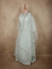 Pastel Mint Green Floral Sequins and Thread Embroidered Design Net Gown with Dupatta