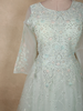 Pastel Mint Green Floral Sequins and Thread Embroidered Design Net Gown with Dupatta