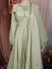 Pastel Mint Green Floral Sequins and Zari Embroidered Design Cotton Palazzo Suit with Matching Dupatta
