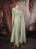 Pastel Mint Green Floral Sequins and Zari Embroidered Design Cotton Palazzo Suit with Matching Dupatta