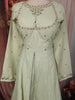 Pastel Mint Green Floral Sequins and Zari Embroidered Design Cotton Palazzo Suit with Matching Dupatta