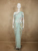 Pastel Mint Green Floral Thread Embroidered Design Net Designer Saree with Designer Border