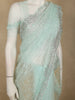 Pastel Mint Green Floral Thread Embroidered Design Net Designer Saree with Designer Border
