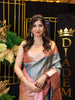 Pastel Mint Green Floral Vine Zari Woven Design Pure Kanchipuram Silk Bridal Wear Saree with Contrast Zari Border