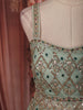 Pastel Mint Green Geometric Heavy Sequins and Beads Embroidered Design Net Indo Western Peplum Palazzo Suit with Matching Dupatta
